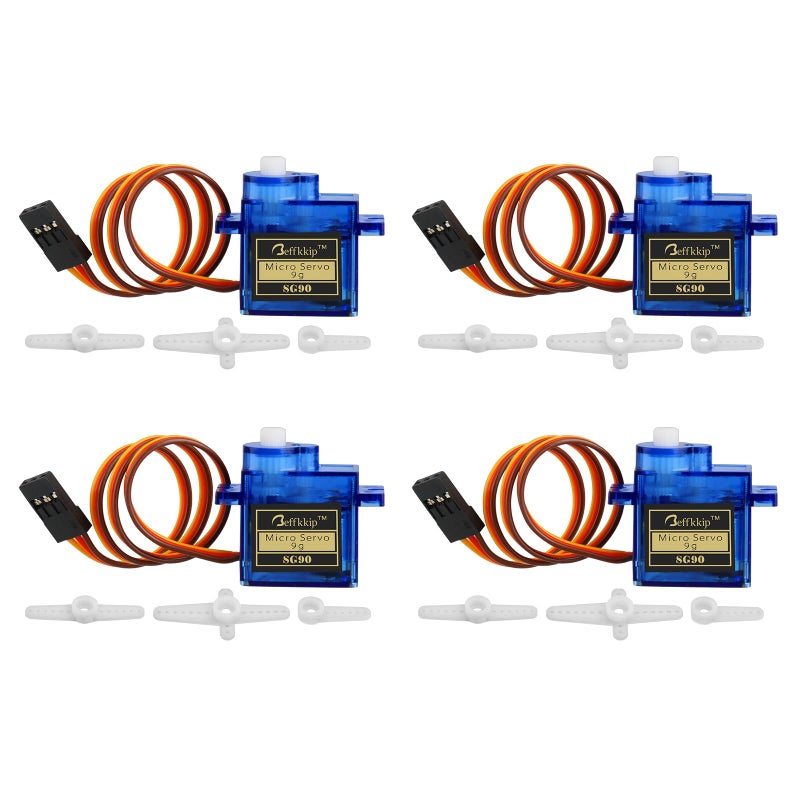 Beffkkip 4Pcs SG90 9g Micro Servos for RC Robot Helicopter Airplane Controls Car Boat - Image 1